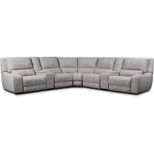Holden 7 Piece Dual Power Reclining Sectional With 3 Reclining Seats Stone Value City Furniture And Mattresse Reclining Sectional Power Recliners Sectional