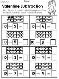 Valentine Subtraction With Heart Ten Frames Part Of The Valentine S Day Kindergarten Math Wo Math Valentines Valentine Math Worksheet Kindergarten Math Free