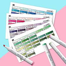 They are not colored in their entirety as with the ciao, only the end of them sport the the chart visually organises the colors as they are seen and not necessarily by color families and saturation. Color Swatch Cards Copic Official Site English