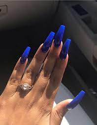 Blue Coffin Nails Blue Acrylic Nails Long Acrylic Nails Blue Coffin Nails