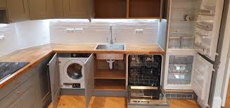 Maybe you would like to learn more about one of these? Unused Modern Shaker Style Wood Blue Grey Kitchen With Solid Oak Worktops Unused Appliances