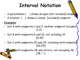 Interval notation is a simplified form of writing the solution to an inequality or system of inequalities, using the bracket and parenthesis symbols in lieu of the inequality symbols. Intervals And Interval Notation Ppt Download