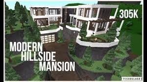 This house uses a rectangular base for its design. Bloxburg Modern Hillside Mansion Speed Build 305k Inspiration Build Youtube