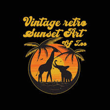 vintage retro sunset art of zoo t shirt design and sticker 14232069 Vector  Art at Vecteezy