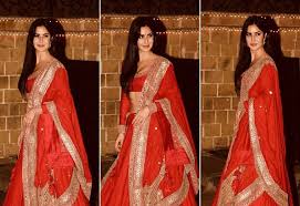 Katrina Kaif Looks All Elegant As Opts Bling Red Bridal Lehenga For Diwali Celebration Hungryboo Bridal Lehenga Red Red Lehenga Short Summer Dresses