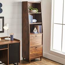 Better Homes Gardens Montclair 3 Shelf Narrow Bookcase With 2 Drawers Vintage Walnut Finish Walmart Com Walmart Com