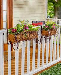 Our deck railing flower boxes are available in custom lengths. Small Orz Over Deck Railing Planter Balcony Hanging Window Box Rectangular Metal Plant Stand Flower Pot Holder For Rail Fence Rail Planters Steelyproduct Patio Lawn Garden