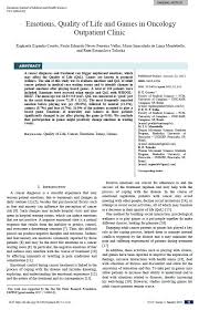 Here are all emoji meanings. Emotions Quality Of Life And Games In Oncology Outpatient Clinic European Journal Of Medical And Health Sciences