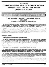 International Bill of Gender Rights document header from the 4th ICTLEP conference in Houston, December 1995