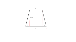 Median (width) = (base 1 + base 2)/2 = (1 in +3 in)/2 = 4 in/2 = 2 in; How To Find The Length Of The Side Of A Trapezoid Intermediate Geometry