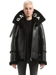 Balenciaga Giacca In Pelle E Shearling Giacche Nero Luisaviaroma Jaqueta Shearling Jaqueta De Couro Feminina Casaco