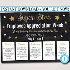 Staff Appreciation Week Itinerary Poster Appreciation Week Schedule Events Fundraiser Printables In 2020 Staff Appreciation Week Staff Appreciation Employee Appreciation Gifts