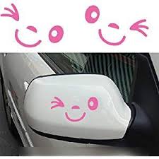 Tuqiang Nettes Lacheln Gesicht 3d Aufkleber Aufkleber Fur Auto Auto Aussenspiegel L R Ruck Car Stickers Rosa Auto Aufkleber Aufkleber 3d Aufkleber