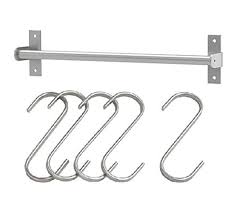 Kitchen island trolley cart rolling storage cabinet knife block on wheels white. Ikea Stainless Steel Kitchen Organizer Set 15 75 Inch Rail 5 Hooks Silver Buy Online In Guernsey At Guernsey Desertcart Com Productid 9301219