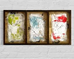 Original Mixed Media Abstract Art Painting 32x16.5 Reclaimed Printer's Tray  COA