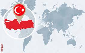 Pour la première fois, la fédération internationale de football. Carte Bleue Resume Du Monde Avec Magnifie La Turquie Turquie Drapeau Et Carte Vector Illustration Clip Art Libres De Droits Vecteurs Et Illustration Image 60061368