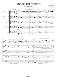 Adagio For Strings Sheet Music For Trumpet In B Flat Trombone French Horn Tuba Brass Quintet Musescore Com