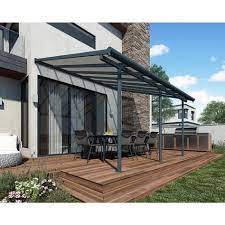Palram 10 Ft X 14 Ft Gray Bronze Aluminum Patio Cover Lowes Com In 2021 Pergola Patio Outdoor Pergola Pergola