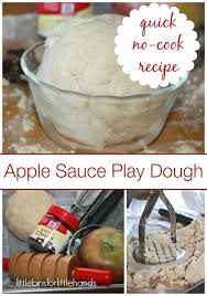Diy playdough recipe with almost boiling water, flour, and a few other basic just another reason why this no cook playdough recipe is the best playdough recipe. Applesauce Playdough Recipe Little Bins For Little Hands