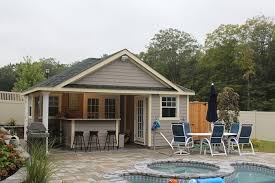 Pool house are a great way to store fresh towels, drinks and snacks for your guests, many pool houses include things such as showers changing rooms and sometimes a kitchen. Custom Pool Houses Pleasant Run Structures