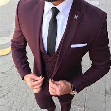 Dark red suit jacket for men, combined with jeans trousers isolated on white background. Dark Red Shawl Lapel Formal Men Suit 3 Pieces Jacket Pant Vest Tie Latest Coat Pant Designs Skinny Groom Blazer Custom M N Suits Aliexpress