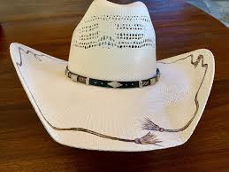 Hand Painted Faux Leather Cowboy Hat Cowboy Hats Leather Cowboy Hats Cowboy