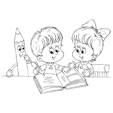 Desenho De Meninos Lendo E Escrevendo Para Colorir Tudodesenhos