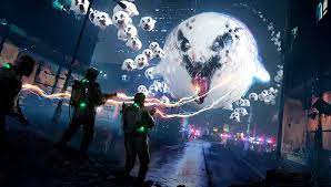 1920x1200 high definition hd 1080p: Hd Wallpaper Urban Fantasy Art Espen Saetervik Gun Ghostbusters City Wallpaper Flare