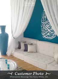 Arabic Interior Calligraphy Turquoise Room Floor Seating Floor Couch