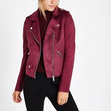 Burgundy Faux Suede Biker Jacket Suede Jacket Women Faux Suede Biker Jacket Suede Biker Jacket