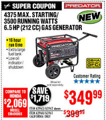 Predator 3500 super quiet inverter generator, red. Harbor Freight Tools Top Picks Up To 83 Off Water Pumps Generators More Milled