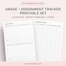Student Grade Assessment And Project Tracker Printable Pack A4 A5 And Letter College High School Education Planner Discbound Insert Study Printables Student Assessment Study Planner