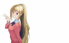 She has brown eyes and a slender figure, that fits perfectly in her long dark blue kimono with beautiful flower patterns. Hd Wallpaper Anime Classroom Of The Elite Blonde Blue Eyes Blush Girl Wallpaper Flare