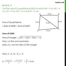 Ex 12 2 2 Find Area Of A Quadrilateral Abcd In Which Ex 12 2
