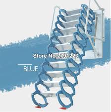 A multifunctional folding ladder for intensive, professional use. High Quality Wall Mounted Folding Ladder Loft Stairs Attic For Folding Ladder Blue White New Ladders Aliexpress