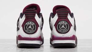 Bordeaux purple is contrasted by premium white leather and black accents. Air Jordan 4 Von Paris Saint Germain Fotos Preis Und Datum Des Verkaufsstarts Des Schonsten Sneakers Des Jahres Gq Germany