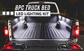 Amazon Com Ledglow 8pc White Truck Bed Cargo Led Lighting Kit Universal Durable Waterproof Pod Lights Mount Under The Bed Rails Includes On Off Toggle Power Switch Automotive