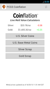 This page shows trends for modern commemorative $5 melt values. Amazon Com Pcgs Coinflation Gold Silver Melt Values Appstore For Android