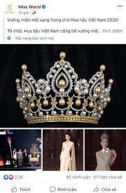 Vương miện Hoa hậu Việt Nam 2020 xuất hiện trên trang chủ Miss World - DNTT  online