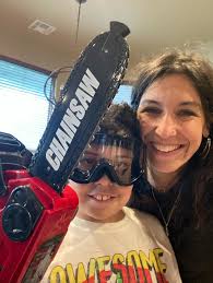 Diego! I forgot to post this… all he wanted was a “toy chainsaw” 😅 Found  one! His birthday was so fun.. the memorable cake 😅, the pizza shop that  shut down and