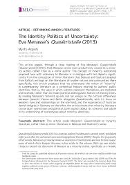 Maybe you would like to learn more about one of these? Pdf The Identity Politics Of Uncertainty Eva Menasse S Quasikristalle 2013