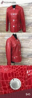 Berek Leather Animal Print Jacket Coat Red Croc Jackets Print Jacket Red Leather Jacket