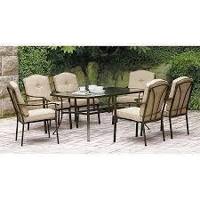 Dining set (84 x 42 table, 4 dining chairs & 2 swivel chairs) with sunbrella® cushions, created for macy's. Mainstays Brookwood Landing 7 Piece Patio Dining Set Tan Seats 6 Patio Furniture Dining Set Patio Furniture Sets Patio Dining Chairs