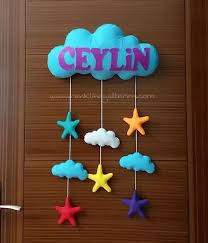 Ceylin Isimli Bulutlu Bebek Kapi Susu Kids Room Accessories Baby Crib Bumpers Felt Crafts