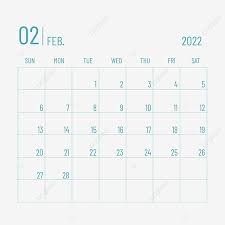 Simple Calendar Plan February 2022 Calendar Desktop Calendar Monthly Plan Calendar Png And Vector With Transparent Background For Free Download
