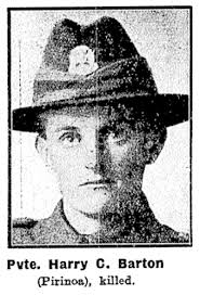 Stories from the Messines 100 Faces Exhibition: 9) Harry Barton: A Soldier  From Featherston, & The Twin Towns. (The exhibition is open daily in the  Mesen/Messines Cultural Centre, First Floor.) Harry Barton's