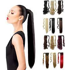Wrap Around Synthetic Ponytail Off Black Clip In Hair Extensions One Piece Magic Paste Pony Tail Long Straight For Chic Ponytail Beauty Clip In Hair Extensions