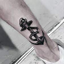 Shark with hat on the shoulder. 60 Unique Anchor Tattoos For Men Cool Design Ideas