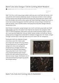 Siapa canting yang digunakan untuk membatik kain? Https Www Mudzakir Com Batik Tulis Solo Dengan Teknik Canting Motif Modern By Batik Dlidir Asli Issuu