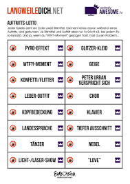 Trinkspiel karten zum ausdrucken : Eurovision Song Contest Trinkspiel